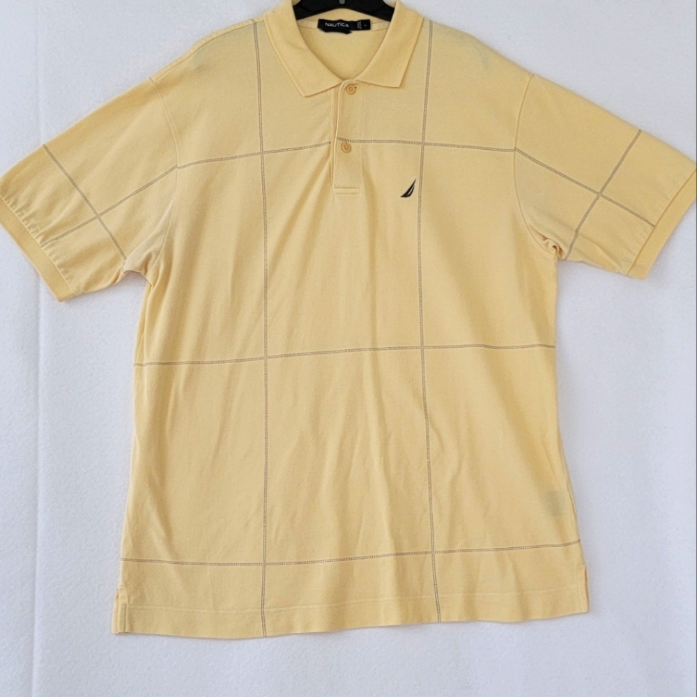 Nautica Men's Yellow 2 button Polo Shirt Size L